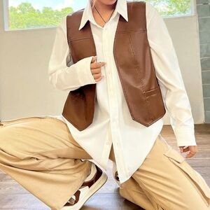 Lord & Taylor 90's Vintage Brown Leather Vest
